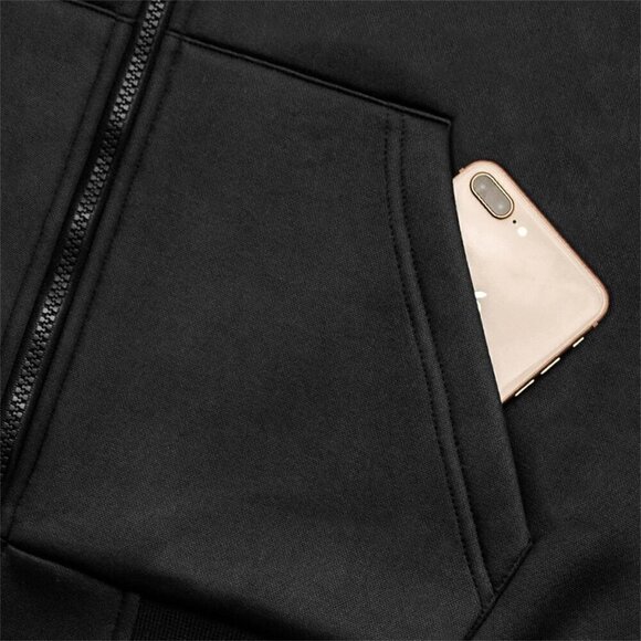 ❤️ Hoodies for Men Full Zip Up Fleece Warm Jackets Sweatershirts Black - Picture 5 of 6
